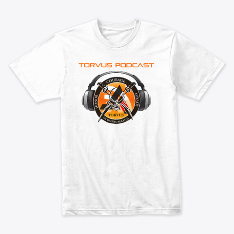 Torvus Podcast Shwag White T-Shirt Front