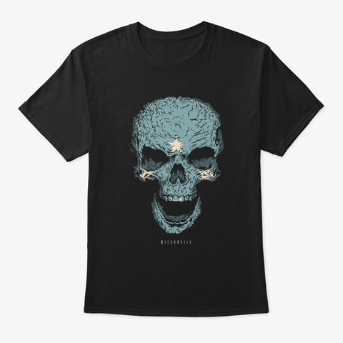 Skull Micronesia Flag Skeleton Black T-Shirt Front
