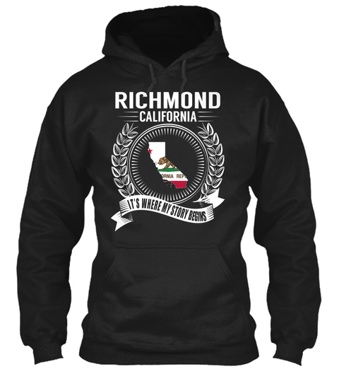 Richmond California It's Where My Story Begins Rnla Rep Black T-Shirt Front