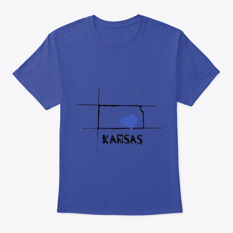 Love Kansas State Sketch Usa Art Design Deep Royal T-Shirt Front