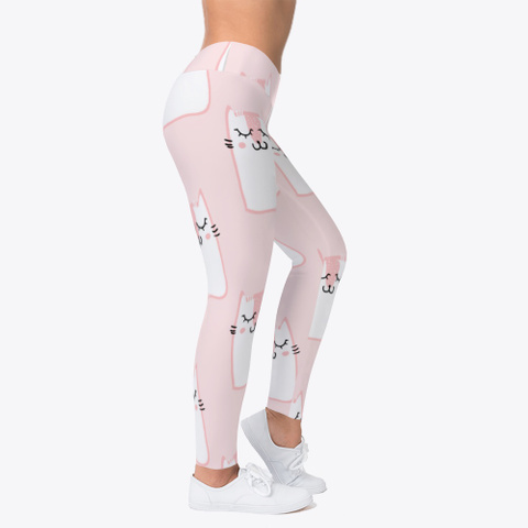 Pink Cat Pattern Leggings Standard Kaos Right