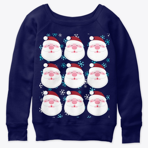 Santa Christmask Holiday Design Navy  T-Shirt Front