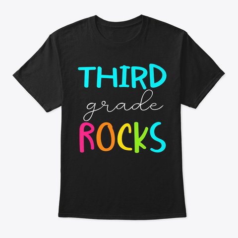 Rocks Team 3rd Grade Teacher Black T-Shirt Front
