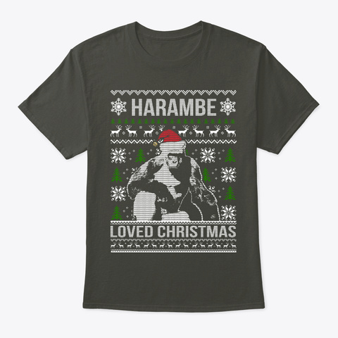 Harambe Loved Christmas Sweater Smoke Gray T-Shirt Front