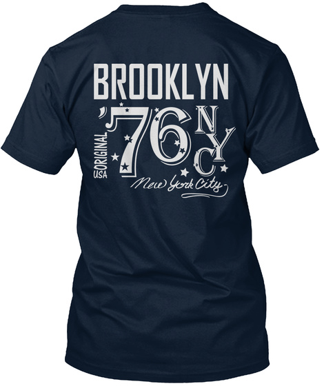 Brooklyn 76 Nyc Usa Original New Year City New Navy T-Shirt Back