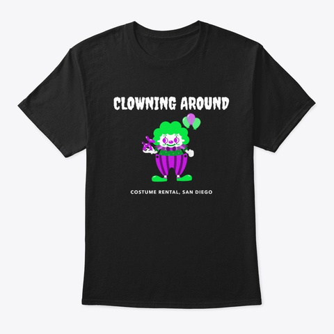 Clowning Around Mock Costume Rental  Black T-Shirt Front