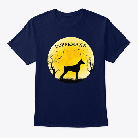 Dobermann Halloween Design Vintage Full Navy T-Shirt Front