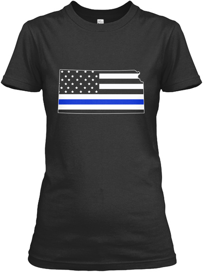 Kansas Thin Blue Line Women's T Shirts Black T-Shirt Front