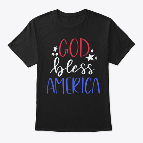 Patriotic Usa God Bless America Red Blue Black áo T-Shirt Front
