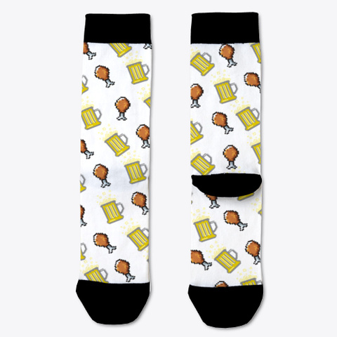 Pixel Design Beer & Fried Chicken Socks White T-Shirt Front