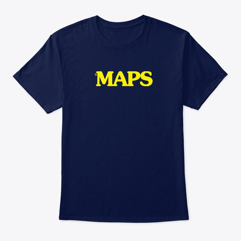 Maps Yellow Logo Navy T-Shirt Front
