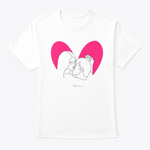 Love Couple Line Art White T-Shirt Front