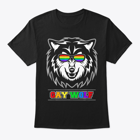 Gay Wolf Pride Shirt Black T-Shirt Front