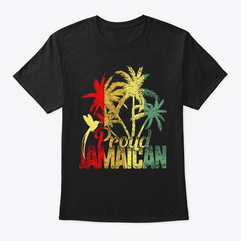 Proud Jamaican Flag Jamaica Vintage Black T-Shirt Front