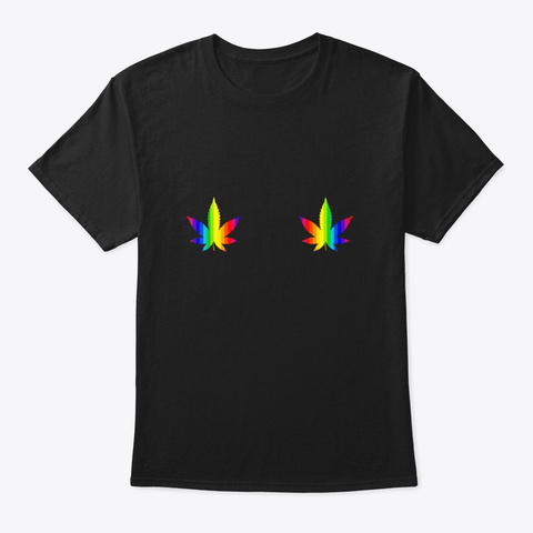 Rainbow Marijuana Boobs Gay Lesbian Black T-Shirt Front