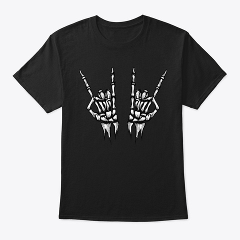 Skeleton Hands Rock N Roll Rocker  Black T-Shirt Front