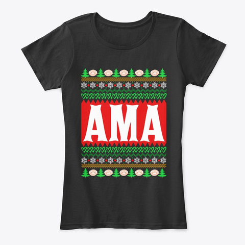 Christmas Ama Xmas Grandma Black T-Shirt Front