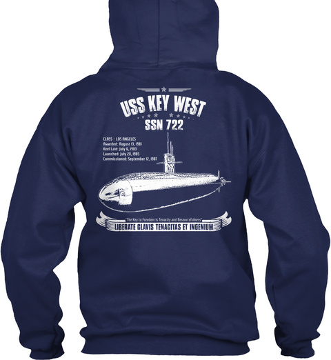  Uss Key West Ssn 722 Liberate Clavis Tenacitas Et Ingenium Navy T-Shirt Back
