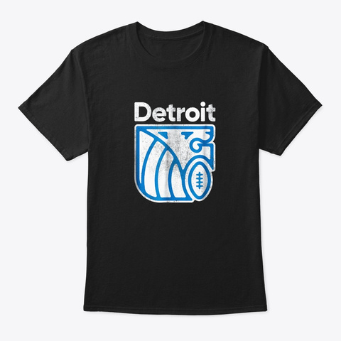 Retro Detroit Football T Shirt Black Maglietta Front