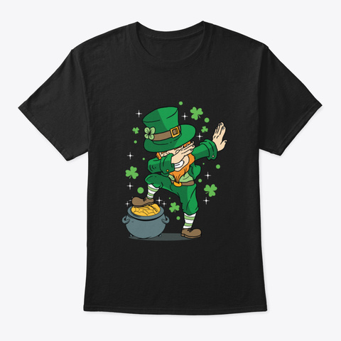 Dabbing Leprechaun St Patricks Day I Pot Black áo T-Shirt Front