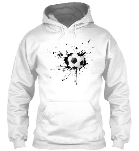 Soccer Ball Black Paint Splat Sports White T-Shirt Front