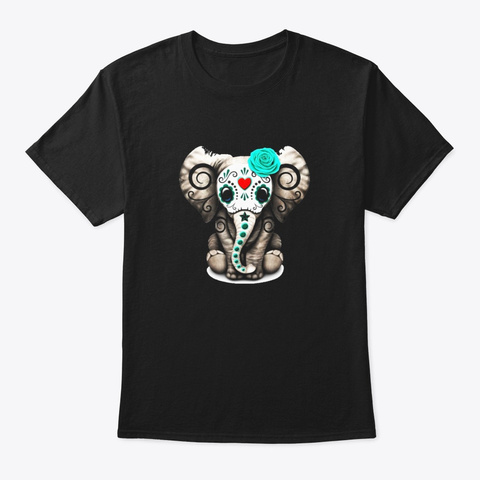 Sugar Skull Elephant T Shirt Day Of The Black T-Shirt Front