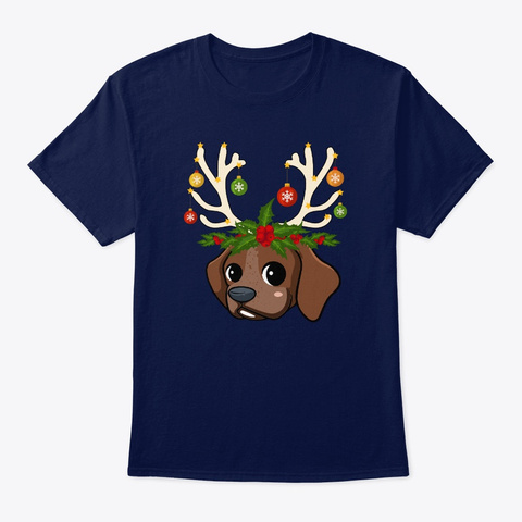 Xmas My Deer German Shorthaired Pointer Navy T-Shirt Front