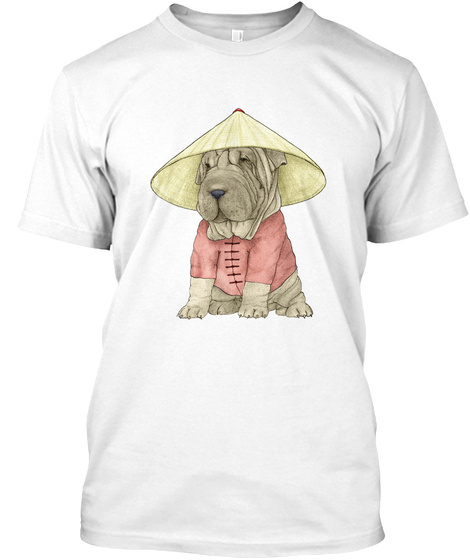 Shar Pei On The Great Wall White T-Shirt Front