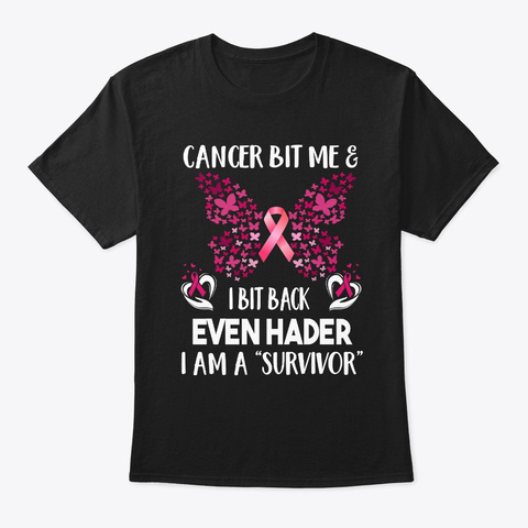 Breast Cancer Awareness Cancer Bit Black T-Shirt Front