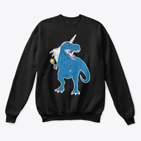 Unicorn T Rex Art Black T-Shirt Front
