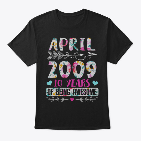 April 2009 10 Years Of Being Awesome Wom Black T-Shirt Front