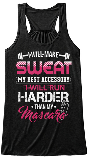 Gym Workout Fitness Bodybuilding Sweat Black T-Shirt Front