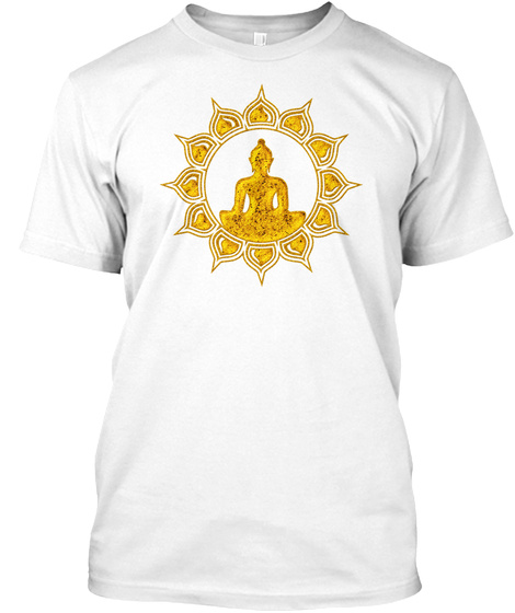 Buddha Meditation Lotus Flower Anahata Heart Chakra T Shirt White T-Shirt Front