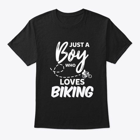 Boy Loves Biking Biker Cycling Funny Gif Black Kaos Front