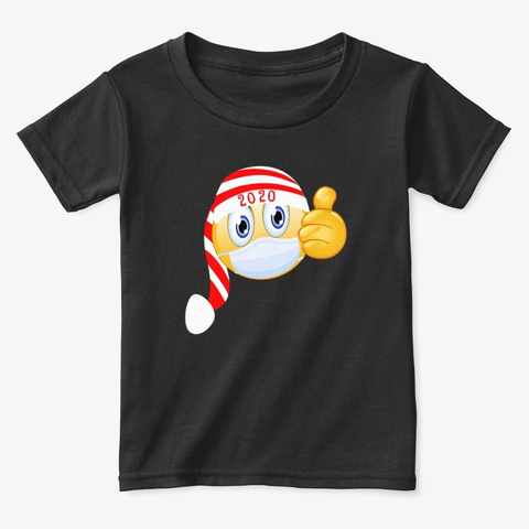Christmas Smiley Face Emoji Mask & Hat Black T-Shirt Front