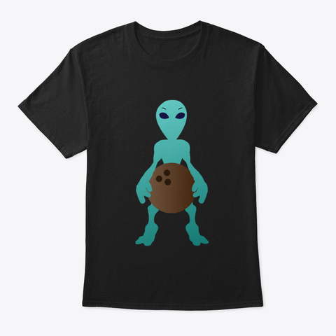 Alien Play Bowling Black T-Shirt Front