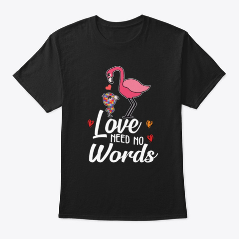 Flamingo Autism Mom Gift Black T-Shirt Front
