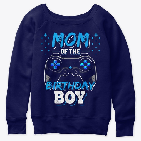 Mom Of The Birthday Boy Video Gamer Tees Navy  T-Shirt Front