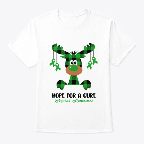 Reindeer Christmas Bipolar Hope Cure Fig White T-Shirt Front