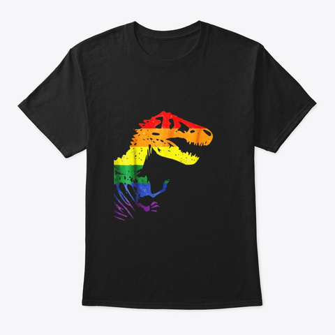 Lgbt Dinosaur T Rex Pride Equality Black T-Shirt Front