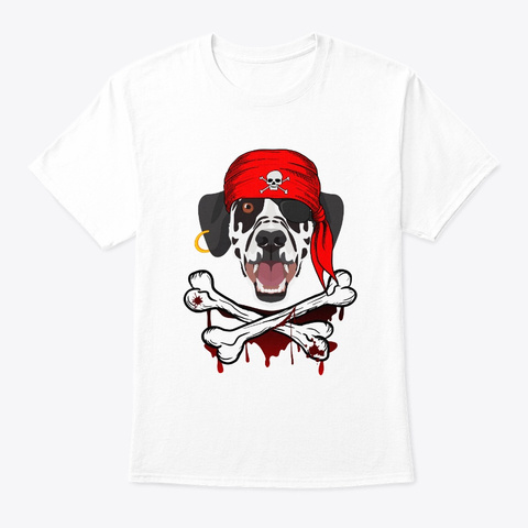 Dalmatian Dog Pirate Halloween Tshirt White T-Shirt Front