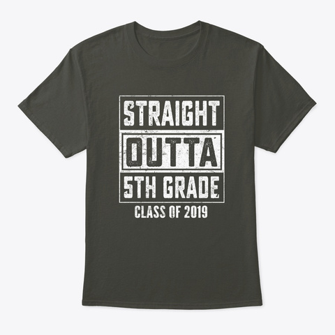 Straight Outta 5th Grade Class Of 2019 Smoke Gray T-Shirt Front