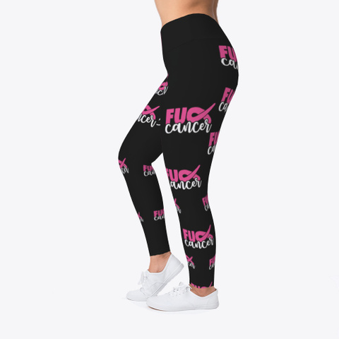 Fuck Breast Cancer Pink Ribbon Womens Full-Length Sports Running Yoga Workout Leggings Pants Stretchable