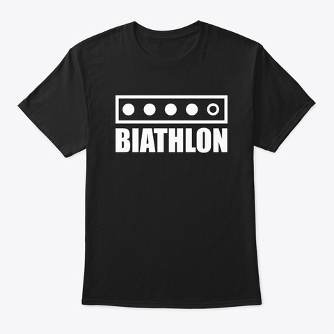 Biathlon Skiing Riffle Shooting Race Black T-Shirt Front