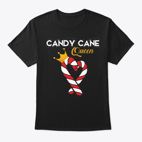 Christmas Candy Cane  Queen Black T-Shirt Front