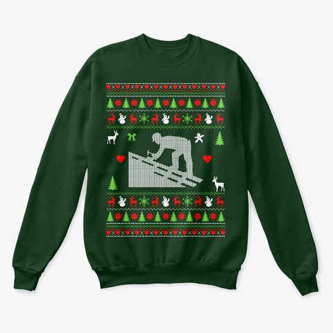 Roofer Ugly Christmas Sweater Deep Forest  T-Shirt Front