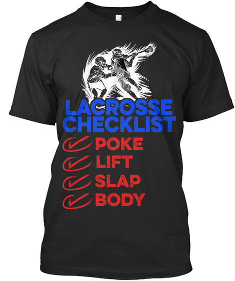 Lacrosse Checklist Black T-Shirt Front