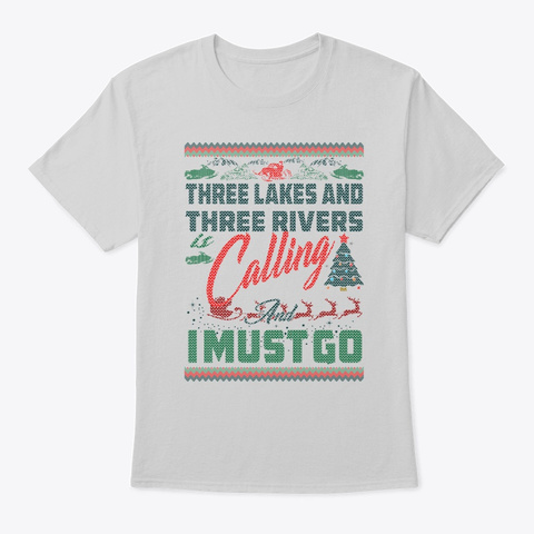 Three Lakes Three Rivers Christmas Light Steel T-Shirt Front