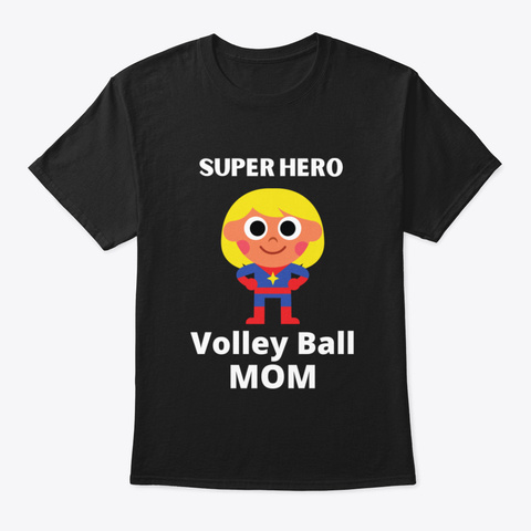 Volleyball Mom Superhero Black T-Shirt Front