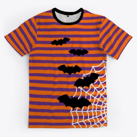 "Halloween Bats And Stripes" Purple T-Shirt Front